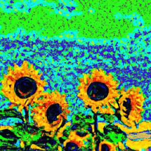 A post-modernistic recreation of Van Gogh's Sunflowers created by DALL-E 2 used by a Political Science B.A. Graduate.